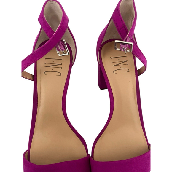 INC Satin Heels Womens Size 6.5M Purple Strappy Block Heel - Picture 5 of 8